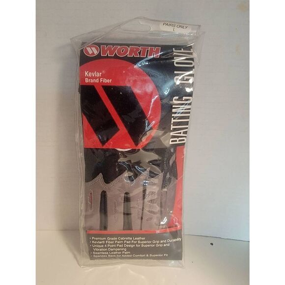 Worth Dupont Kevlar Brand Adult Gray Black Baseball Battling Gloves Large NWT - Picture 1 of 4